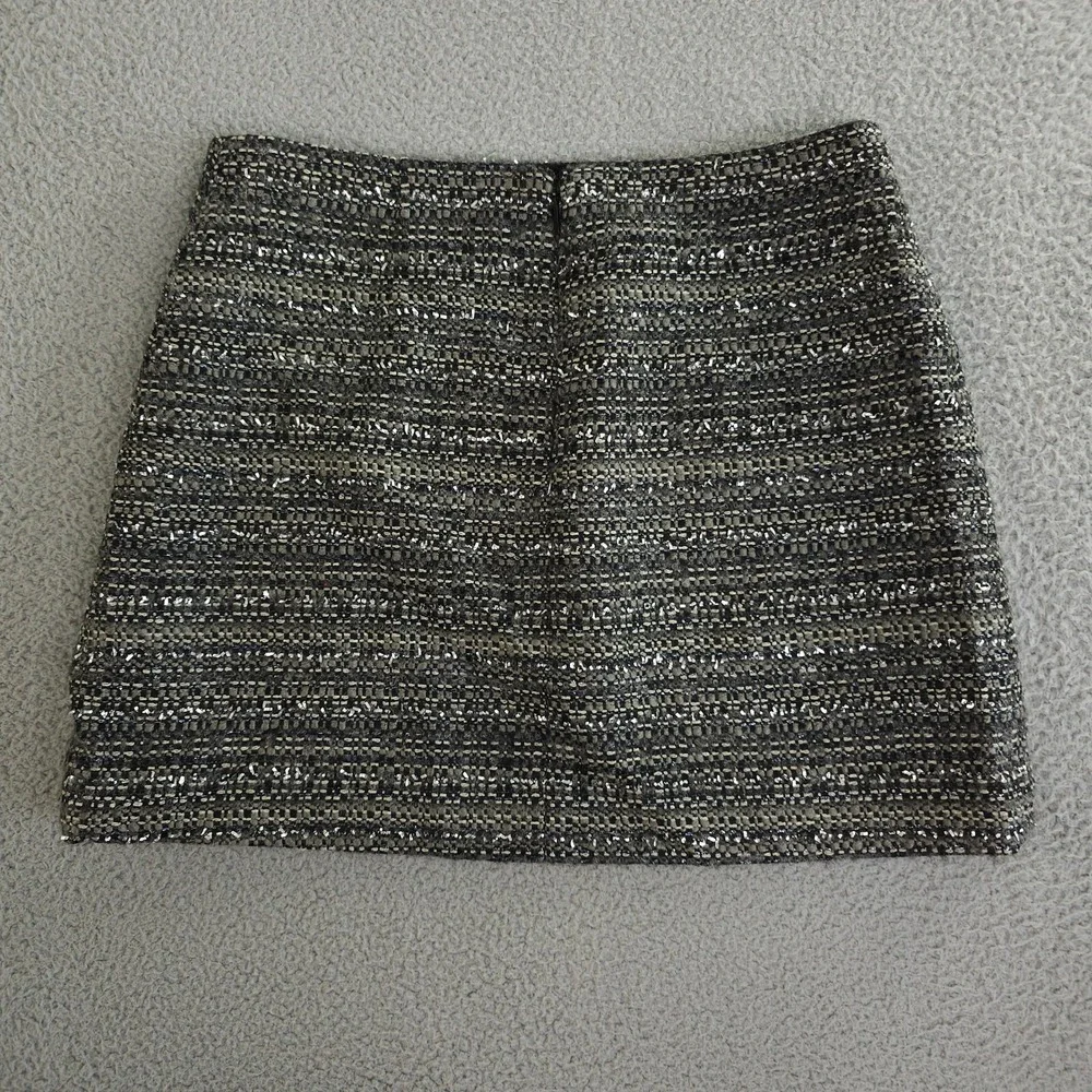 Tory Burch Ada Skirt Women 10 Granite Gray Metallic Tweed A Line Wool Blend Mini